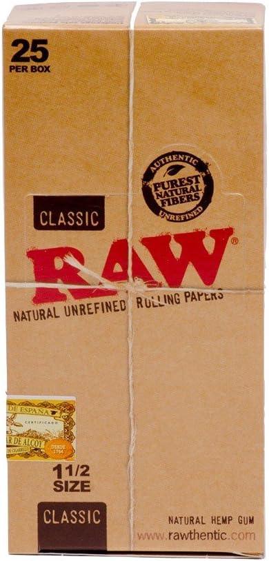 Raw Classic 1 1/2 Size Rolling Paper, 33 Count (Pack of 25)