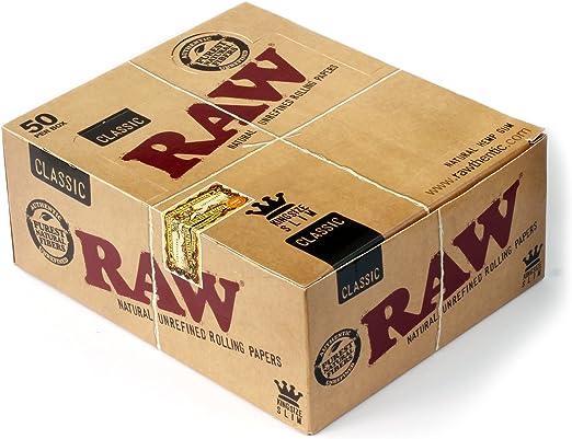 Raw Classic King Size Slim Rolling Paper Full Box of 50 Packs