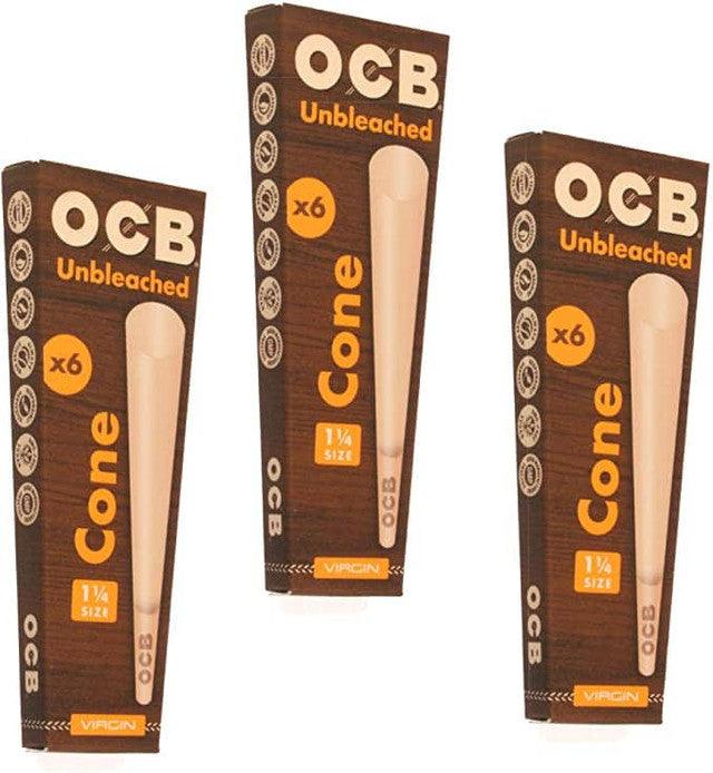 OCB Virgin Unbleached Pre-Rolled Cones (6 Packs of 32CT) 3.3 Inch 1 ¼ Size Ultra-Thin Natural Rolling Papers with Tips - Slow Burning, 100% Natural Acacia Gum, Unbleached Paper