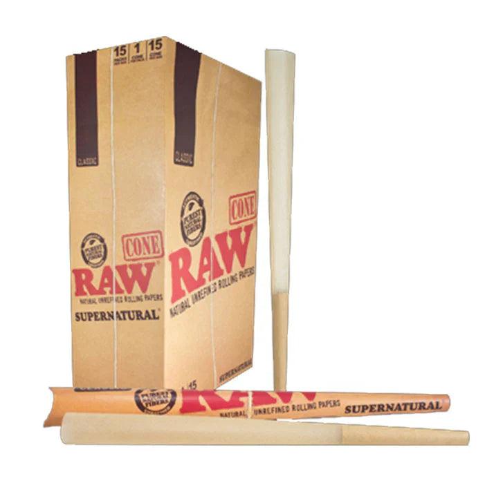 RAW Cone Classic Super Natural 15 Pack/ 1 Cone Per Pack/ 15 Cone Per Box